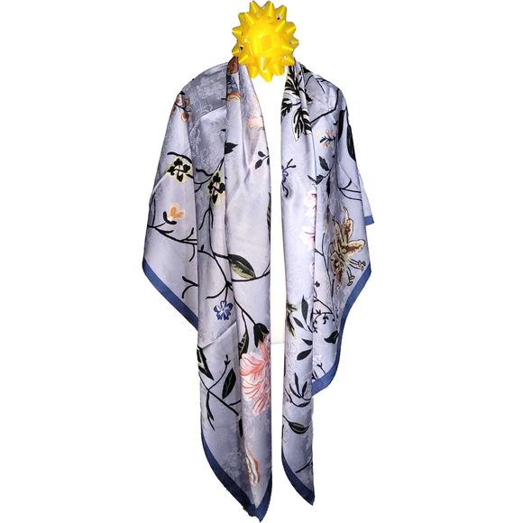 NWT Double Sided Silk Scarf 52"x52" Large Square Shawl Wrap XiangYunShal 2248 - Picture 8 of 11